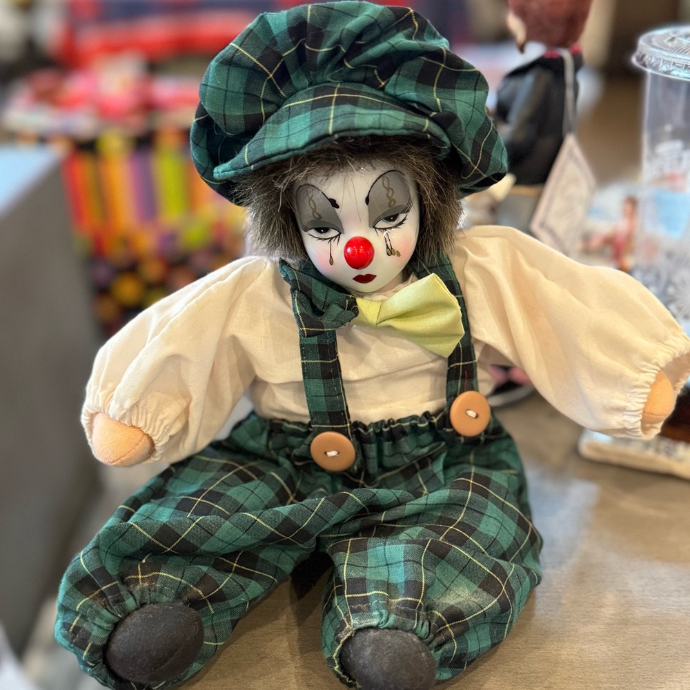 Vintage" Gilde Handwerk Handpainted Clown Doll Collectible Ceramic Face